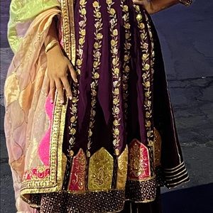 Purple anarkali with plazo, designed by scarlet by shrutijamaal.